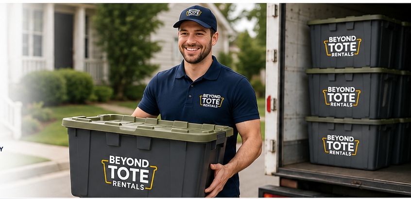 Beyond Tote Rentals reusable moving totes delivered to a South Georgia home